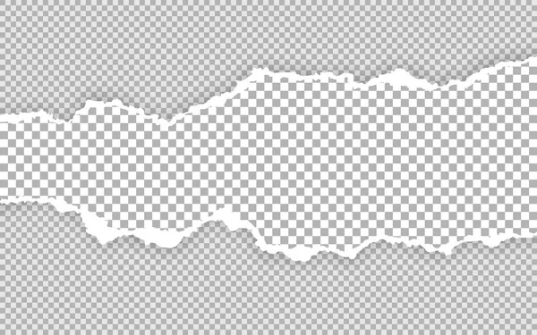 Vodorovná hrana roztržené papíru Roztrhané čtverhranně vodorovné papírové pásy. Vektorová ilustrace — Stockový vektor