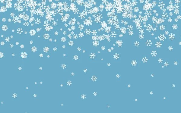 Kerstsneeuw. Vallende sneeuwvlokken op blauwe achtergrond. Sneeuwval. Vectorillustratie — Stockvector