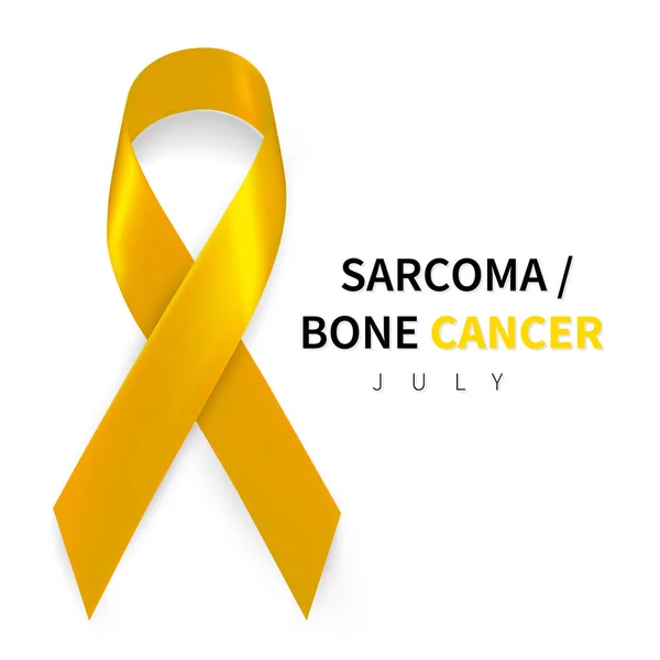 Sarcoma Awareness Week. Realistic Yellow ribbon symbol. Medical Design. Vector illustration — Stock Vector