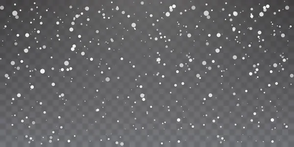 Neve di Natale. Nevicate abbondanti. Caduta fiocchi di neve su sfondo trasparente. Fiocchi di neve bianchi che volano in aria. Illustrazione vettoriale — Vettoriale Stock