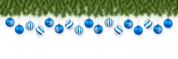 Natal festivo ou guirlanda de Ano Novo. Ramos de árvores de Natal. Fundo do feriado. Ilustração vetorial — Vetor de Stock