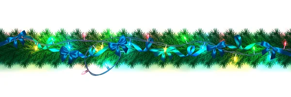 Guirlande de Noël ou Nouvel An festive. Des branches d'arbres de Noël. Le contexte des vacances. Illustration vectorielle — Image vectorielle
