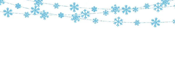 Natale o Capodanno decorazione blu su sfondo bianco. Fiocco di neve scintillante appeso. Illustrazione vettoriale — Vettoriale Stock