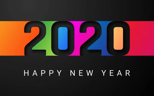 Šťastný nový rok 2020 krytí. Šablona vizitky, nápis na tmavém pekáči. Vektorová ilustrace — Stockový vektor