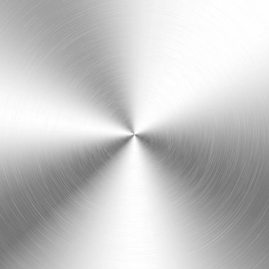Silver metallic radial gradient with scratches. Titan, steel, chrome, nickel foil surface texture effect. Vector illustration clipart