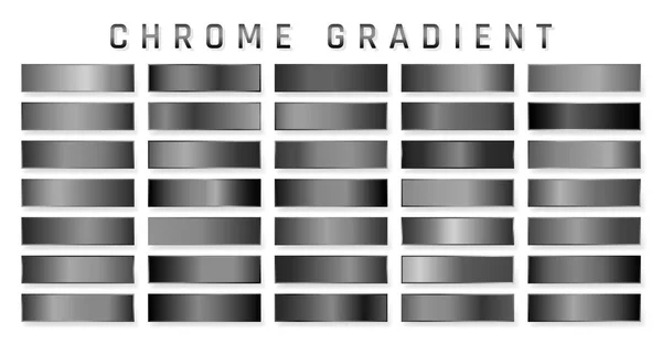 Collezione di gradiente metallico cromato. Piastre brillanti con effetto cromo. Illustrazione vettoriale — Vettoriale Stock