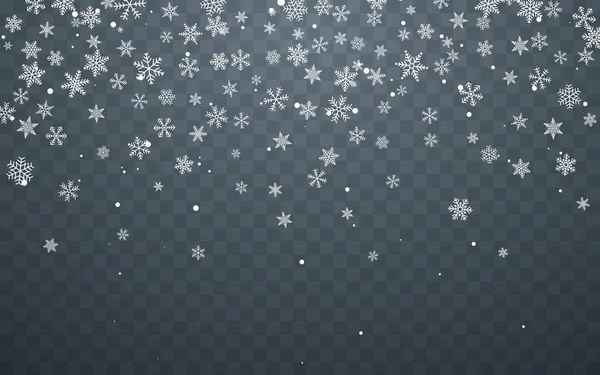 Neve de Natal. Queda de flocos de neve no fundo azul. Uma queda de neve. Ilustração vetorial —  Vetores de Stock
