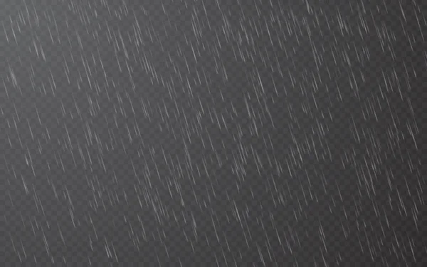 Gotas de lluvia sobre fondo transparente. Cayendo gotas de agua. Lluvias naturales. Ilustración vectorial — Vector de stock