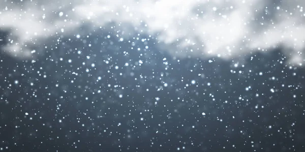 Snö med snöflingor och moln på transparent bakgrund. Fallande snöeffekt. Julsnö. Snöfall. Vektorillustration — Stock vektor