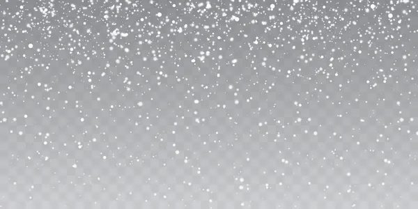 Neve de Natal. Queda de flocos de neve em fundo transparente. Uma queda de neve. Ilustração vetorial — Vetor de Stock