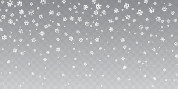 Neve di Natale. Caduta fiocchi di neve su sfondo trasparente. Nevicate. Illustrazione vettoriale — Vettoriale Stock