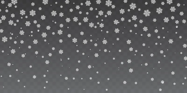 Nieve de Navidad. Caída de copos de nieve sobre fondo transparente. Nevadas. Ilustración vectorial — Vector de stock