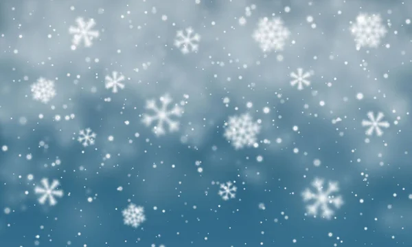 Neve Natale Fiocchi Neve Cadenti Sfondo Blu Nevicate Illustrazione Vettoriale — Vettoriale Stock