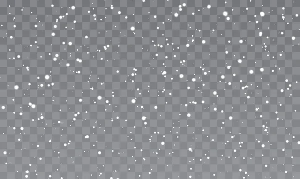 Christmas Snow Falling Snowflakes Transparent Background Snowfall Vector Illustration — Stock Vector