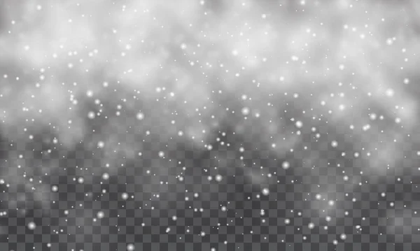 Nieve Navidad Caída Copos Nieve Sobre Fondo Transparente Nevadas Ilustración — Vector de stock