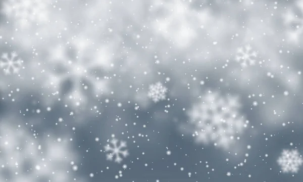 Neige Noël Flocons Neige Tombant Sur Fond Bleu Foncé Chute — Image vectorielle