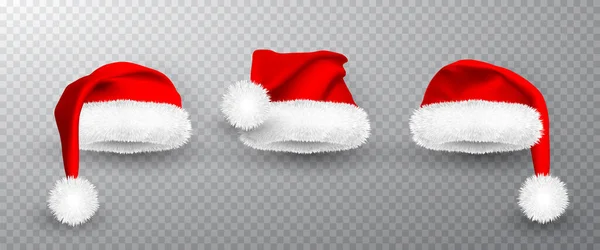 Κόκκινο Καπέλο Santa Claus Απομονώνονται Διαφανές Φόντο Στραγγαλιστικό Δίχτυ Σκουφάκι — Διανυσματικό Αρχείο