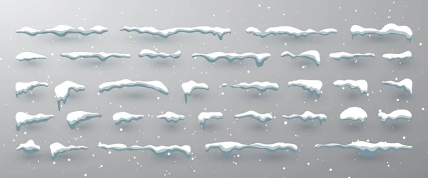 Kar Topları Kartopları Kar Yığınları Kar Kepi Vektör Koleksiyonu Kış — Stok Vektör