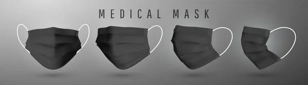 Realistyczna Maska Medyczna Szczegóły Maska Medyczna Ilustracja Wektora — Wektor stockowy