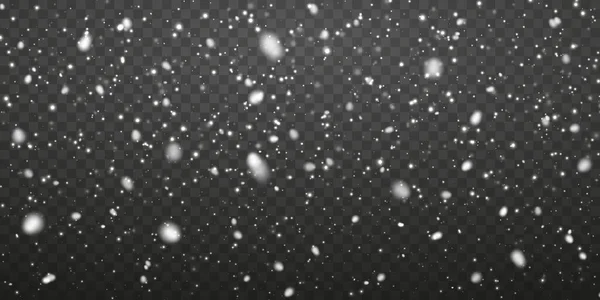 Yumuşak Bokeh Kış Efekti ile Şeffaf Arkaplana Düşen Kar Taneleri Noel, Tatil ve Yeni Yıl Tasarımları İçin Mükemmel. Vektör İllüstrasyonu.