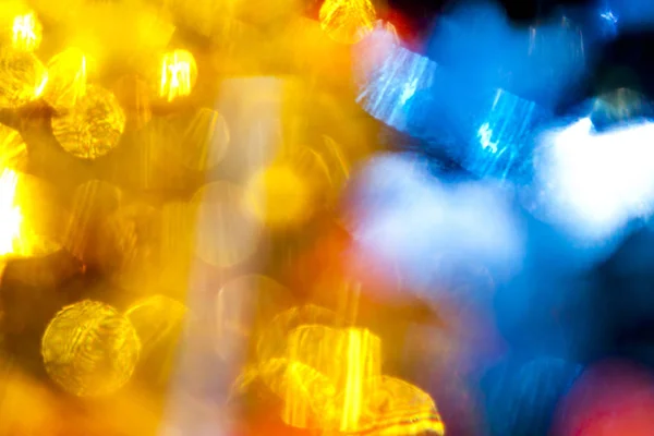 Birçok Sarı Mavi Işık Bokeh Arka Plan Üzerinde Yumuşak Odak — Stok fotoğraf