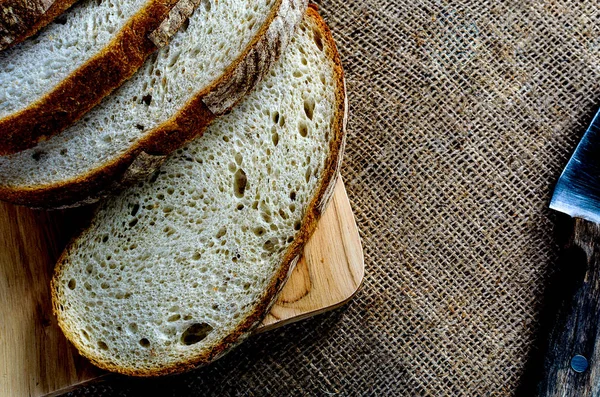 Sliced Pain Campagne Levain Has Cooking Ready Enjoy Eating Holiday — Stock Photo, Image