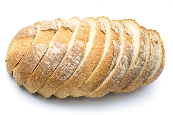 Skivad Smärta Campagne Levain Vitt Isolerade — Stockfoto