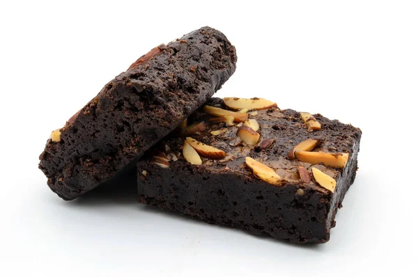 Een Chocolade Brownie Geïsoleerd Witte Achtergrond — Stockfoto