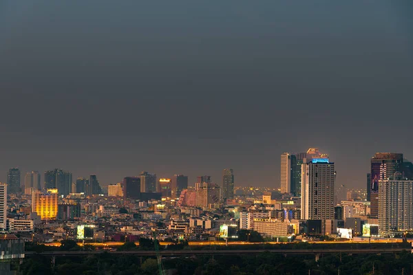 Bangkok City Miasto Biznesu Komunikacji Godzinach Porannych Nocą Siam Bangkok — Zdjęcie stockowe