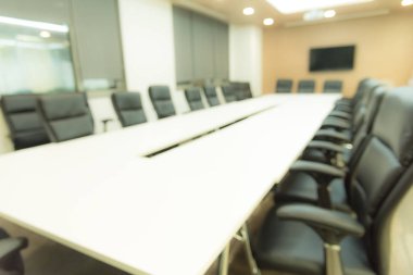 Konferans ve toplantı odası ve bulanıklık arka plan ile siyah kanepe.