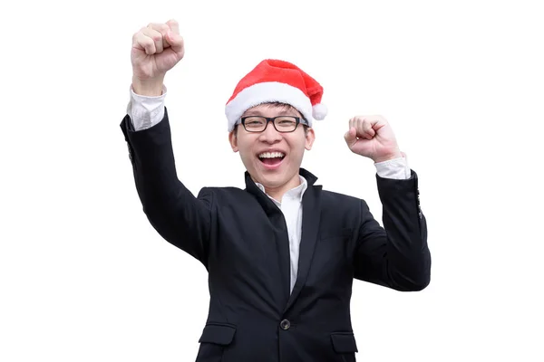 Business Man Has Happy Laughing Christmas Festival Themes Isolated White — Stock Photo, Image