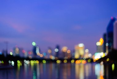 Soyut kentsel gece lambası Bokeh Bangkok 'ta şehrin arka planında, Tayland şehrinde.