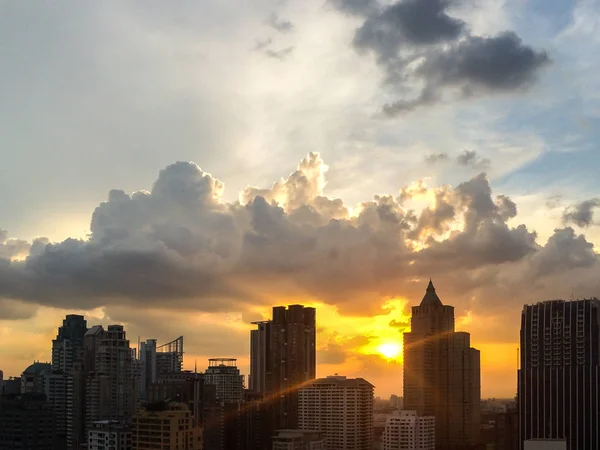 Stadtbild Und Sonnenuntergang Abend Bangkok Thailand — Stockfoto