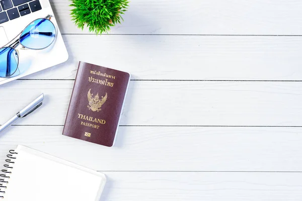 Thai People Worker Employee Desk Has Trip Dreaming Preparing Journey — Stock Photo, Image