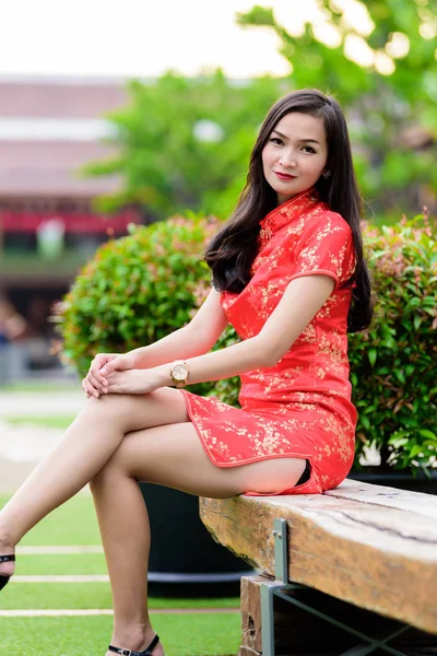 Portrait Asian Chinese Thai Girl Happy Chinese New Year Concept — Stock Photo, Image