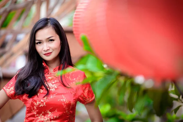 Portrait Fille Asiatique Chinoise Thaïlandaise Avec Concept Heureux Nouvel Chinois — Photo