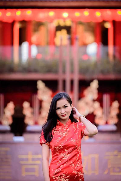 Portrait Asian Chinese Thai Girl Happy Chinese New Year Concept — Stock Photo, Image