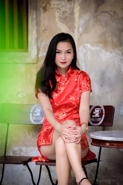 Portrait Fille Asiatique Chinoise Thaïlandaise Avec Concept Heureux Nouvel Chinois — Photo