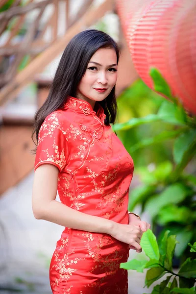 Портрет Азіатської Китайської Тайської Дівчини Щасливою Китайською Новорічною Концепцією — стокове фото