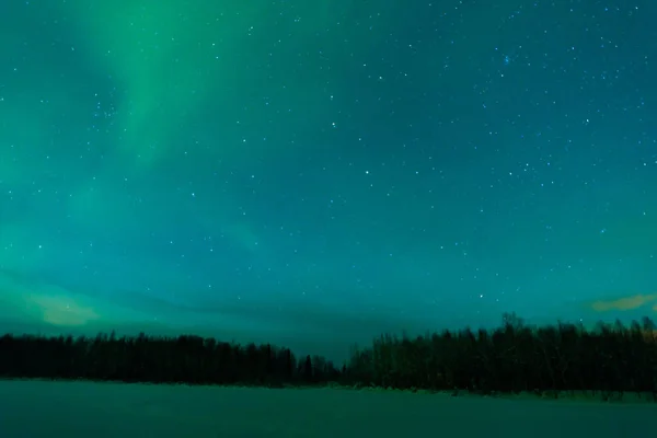 Northern Lights Aurora Borealis Kuukiuru Village Lake Lapland Finland — Stock Photo, Image