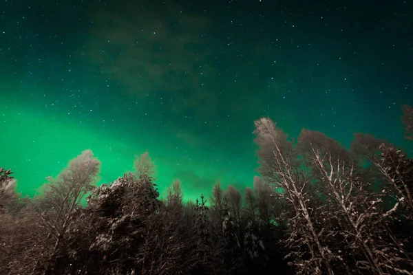 Aurora Borealis Lac Village Kuukiuru Laponie Finlande — Photo