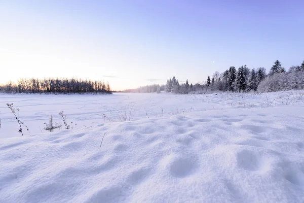 Der Eissee Und Der Wald Sind Der Wintersaison Feriendorf Kuukiuru — Stockfoto