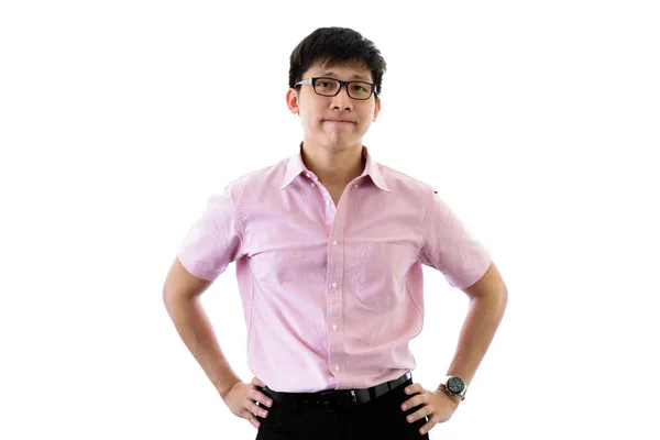 Ázsiai fiatal üzletember áll és tervezi az üzleti g — Stock Fotó