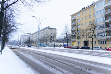 Editör: Helsinki City, Finlandiya, 21 Aralık 2018. Araba orada.