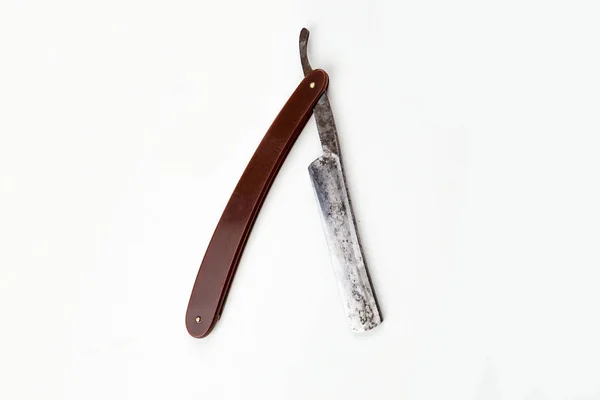 Barbershop vintage razor  isolated on white — Stock Photo, Image