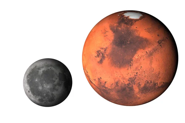Planeta Mars se měsíc izolovaná — Stock fotografie