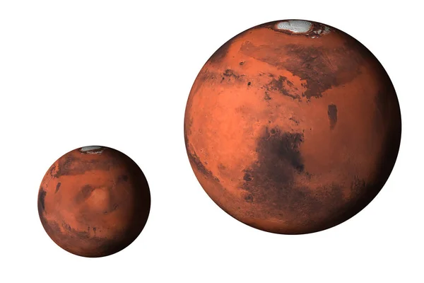 Планета Марс маленькая и большая изолированная — стоковое фото