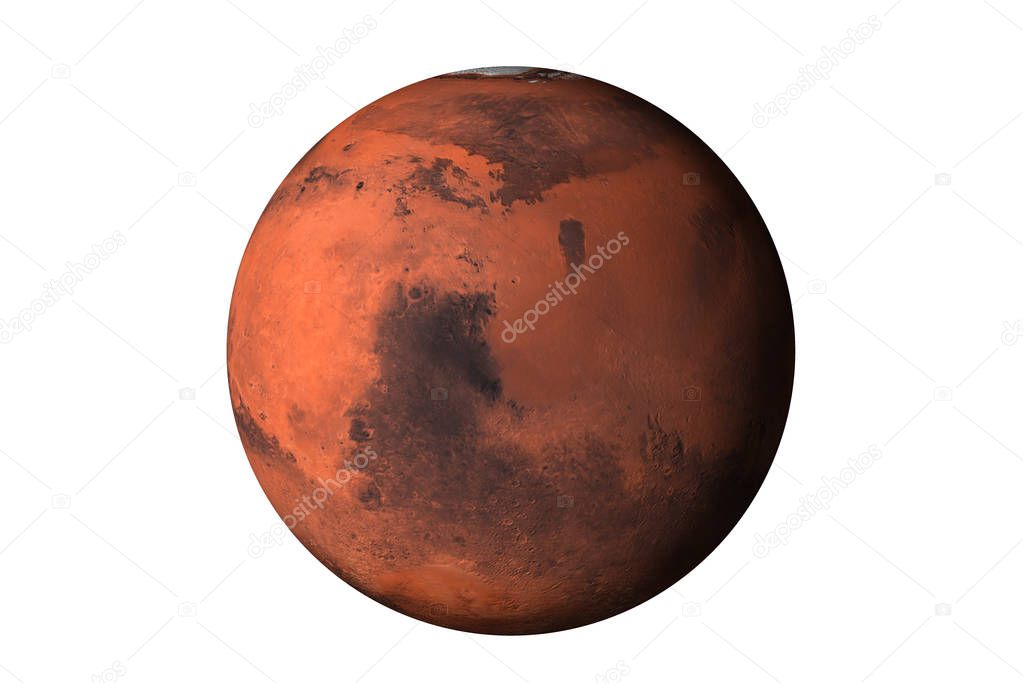 Planet Mars dark side Isolated