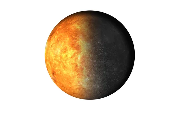 Fél Merkúr fél Vénusz bolygó a Naprendszerben, elszigetelt fehér background. Halál bolygó. Ez a kép elemei voltak berendezett, NASA. — Stock Fotó