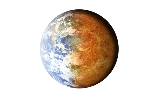 Yarım Venüs gezegeni Güneş Sistemi'nin beyaz arka plan üzerinde izole yarım gezegen Earth atmosfer ile. Ölüm gezegen. Bu görüntü unsurları Nasa tarafından döşenmiş. Purprose kullanım.